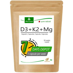 MoriVeda® VitaminD3+K2 MK7 + Magnesium Kapsel - 7 Tage Depot, 90 Stück
