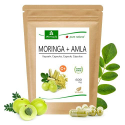 MoriVeda - Moringa+Amla Kapseln - Moringa Oleifera Premium Blattpulver und Amla (Amalaki) Fruchtpulver, vegan (1x120 Stück)